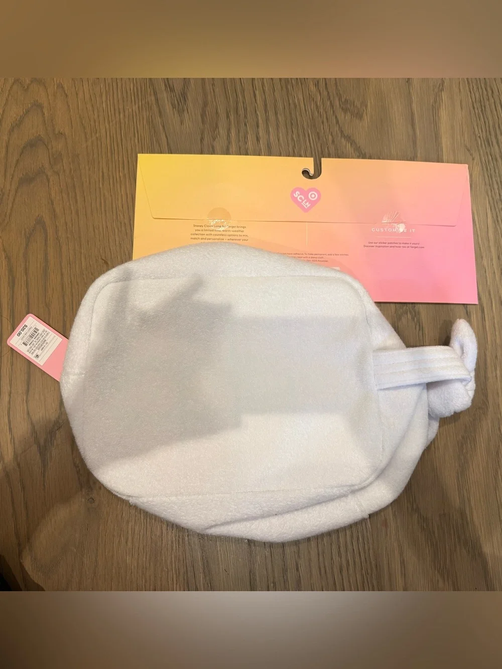 Stoney Clover Lane and Target Large White Plush Kids Large Pouch. STUFF letters